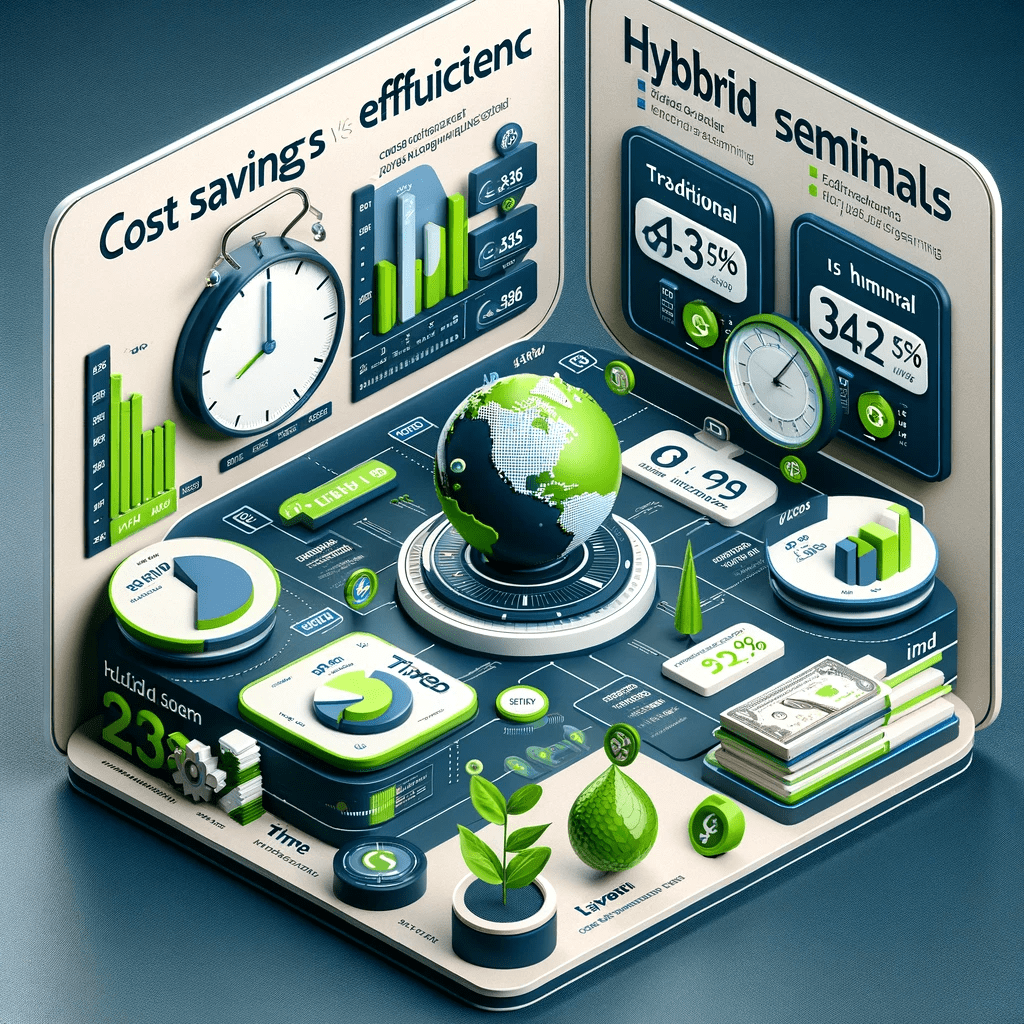 Infographie illustrant les économies de coûts et l'efficacité des séminaires hybrides